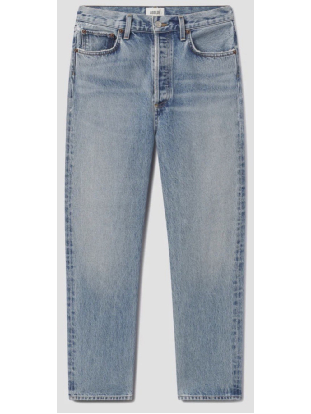 AGOLDE Riley Crop Jeans Women 29 Light Wash High Rise Straight Raw Hem